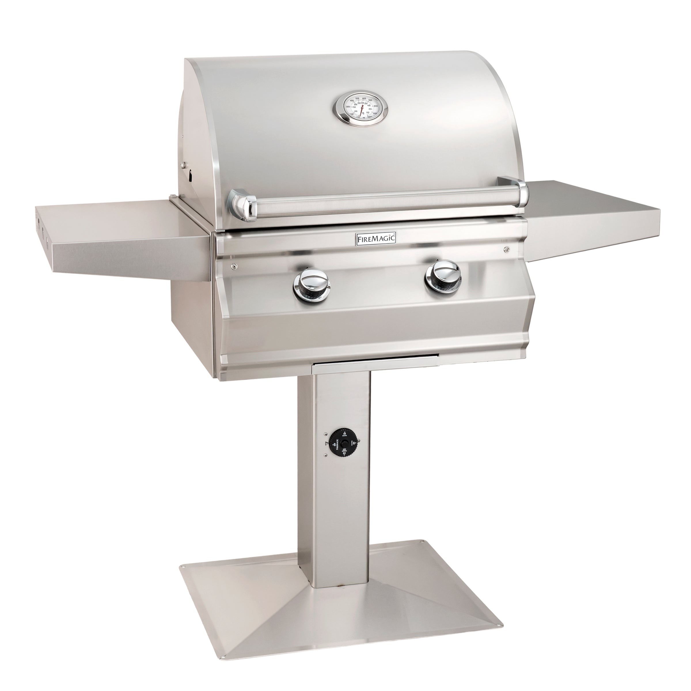 FireMagic | Choice C430s 24" Patio Post Mount Grill with Analog Thermometer and 1-Hour Timer on Post
