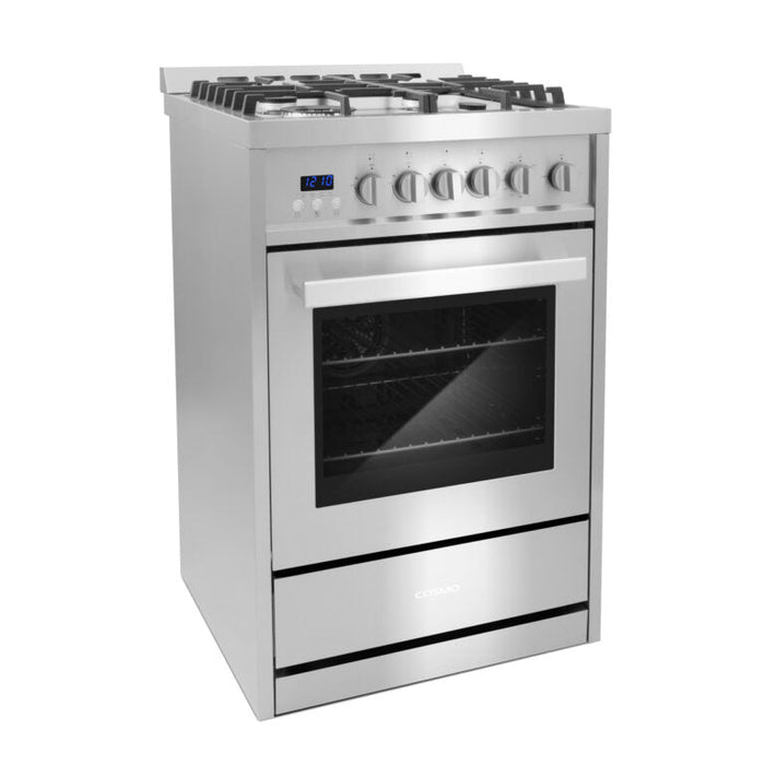 Cosmo 24" 2.73 cu. ft. Single Oven Gas Range with 4 Burner Cooktop and Heavy Duty Cast Iron Grates in Stainless Steel (COS-244AGC)