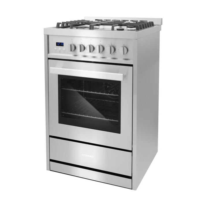 Cosmo 24" 2.73 cu. ft. Single Oven Gas Range with 4 Burner Cooktop and Heavy Duty Cast Iron Grates in Stainless Steel (COS-244AGC)