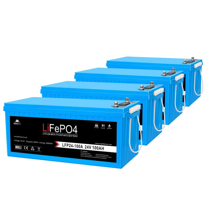 Sungold Power 24v 100ah Lifepo4 Deep Cycle Lithium Battery Bluetooth / Self-Heating / Ip65