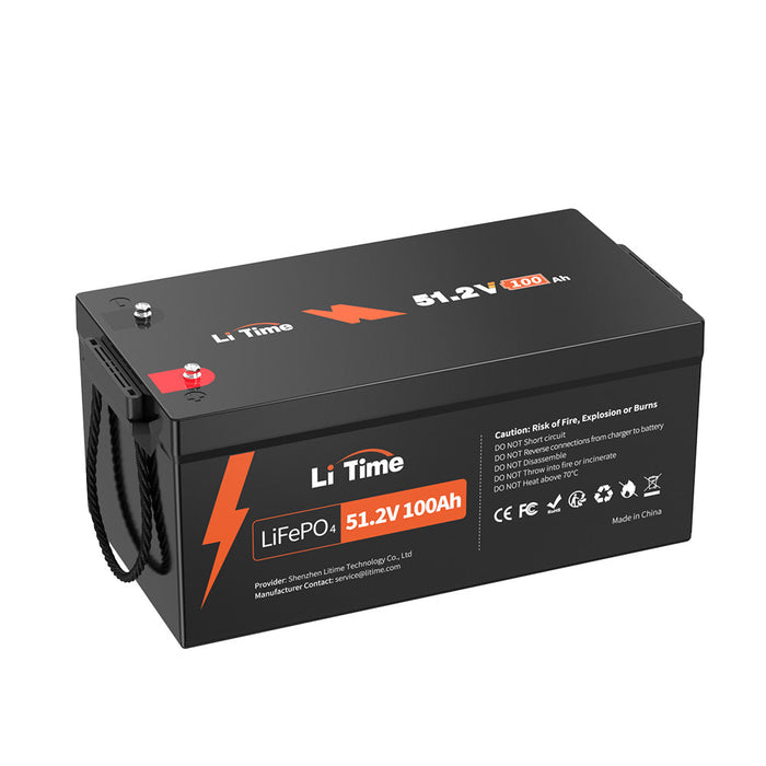 LiTime 51.2V 100Ah LiFePO4 Lithium 8D Battery, Built-In 100A BMS, Max. 5120W Load Power