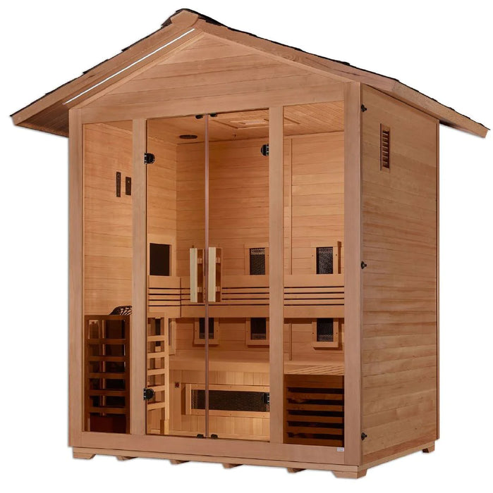 Golden Designs | Gargellen 5 Person Hybrid Outdoor Steam Sauna - Canadian Hemlock