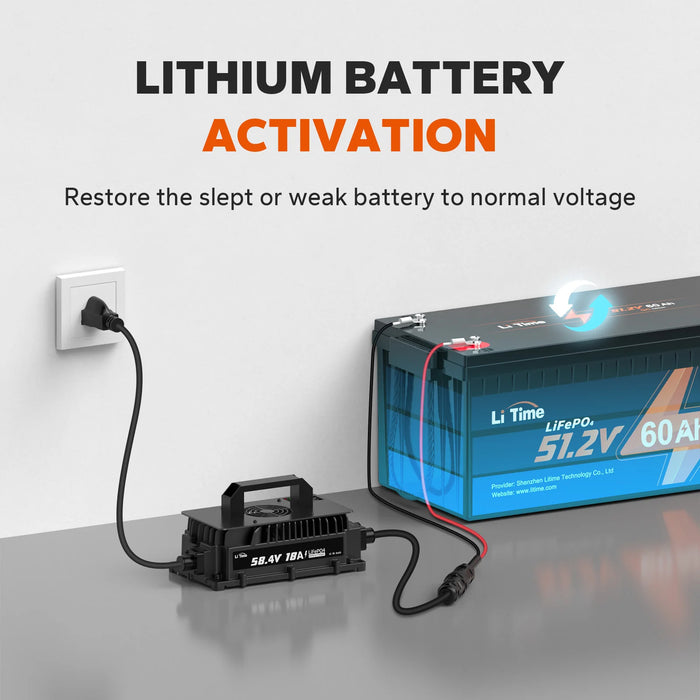 LiTime 48 Volt (58.4) 18A LiFePO4 Battery Charger IP65 Waterproof