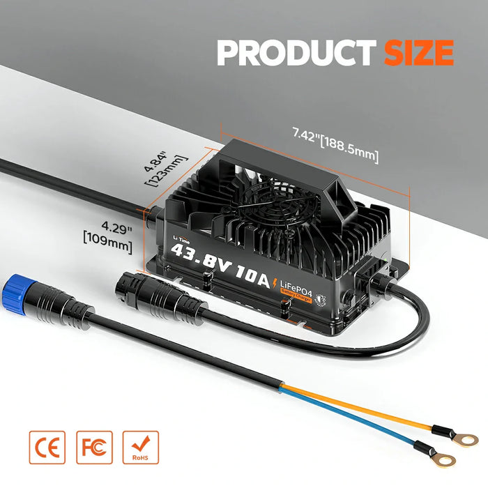 LiTime 36V (43.8V) 10A Lithium Golf Cart Waterproof Battery Charger