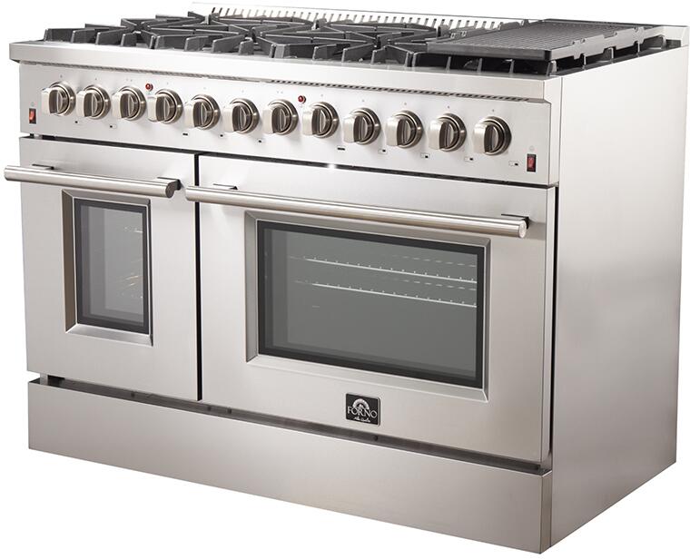 Forno 48 Inch Galiano Gas Burner and Electric Oven Range in Stainless Steel with 8 Italian Burners FRB, FFSGS6156-48
