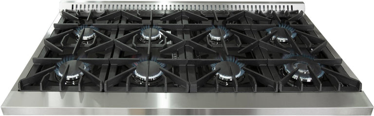 Forno 48 Inch Galiano Gas Burner and Electric Oven Range in Stainless Steel with 8 Italian Burners FRB, FFSGS6156-48