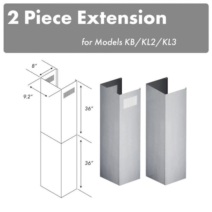 ZLINE Range Hood Chimney Extension for 10ft. to 12ft. Ceilings (2PCEXT-KB/KL2/KL3)