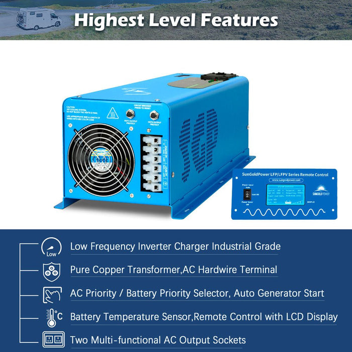 Sungold Power 6000W DC 24V/ 48V Split Phase Pure Sine Wave Inverter With Charger