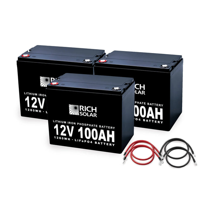 RICH SOLAR 300Ah 12V LiFePO4 Off-Grid Battery Kit | 3.8kWh Deep Cycle Lithium Battery Bank