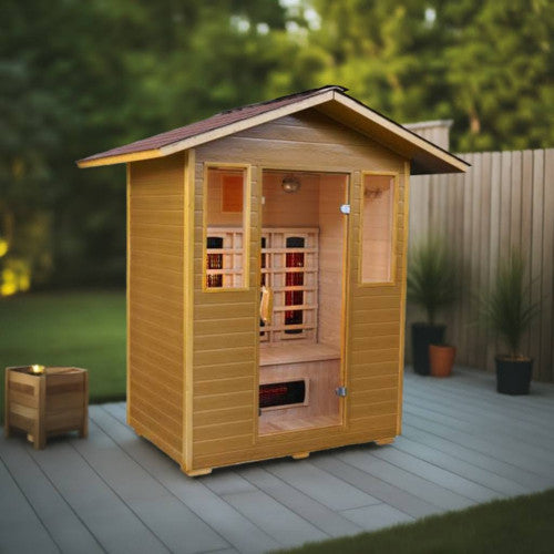 Sunray Sauna "Grandby" 3 -Person Outdoor Infrared Sauna with Shingled Roof