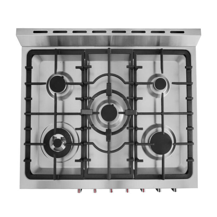 Cosmo 30" 5.0 cu. ft. Single Oven Gas Range with 5 Burner Cooktop and Heavy Duty Cast Iron Grates in Stainless Steel (COS-305AGC)