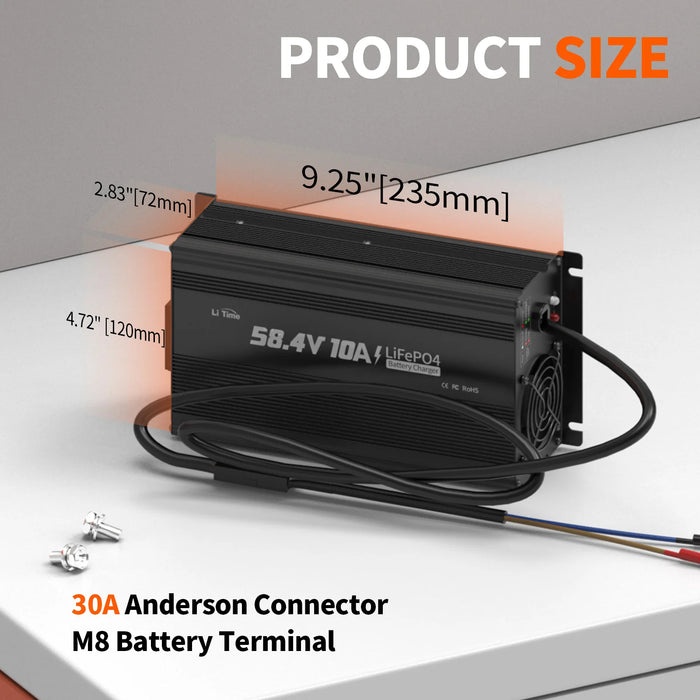 LiTime 48V (58.4V) 10A LiFePO4 Lithium Battery Charger