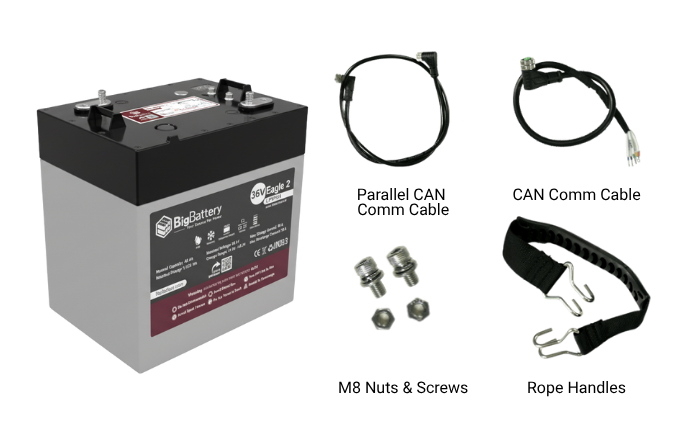 Big Battery 36V EAGLE2 1.63 kWh LiFePO4 Battery with Heater and Comms with Kit Options