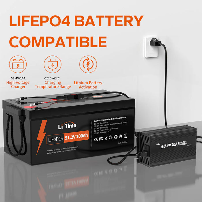 LiTime 48V (58.4V) 10A LiFePO4 Lithium Battery Charger