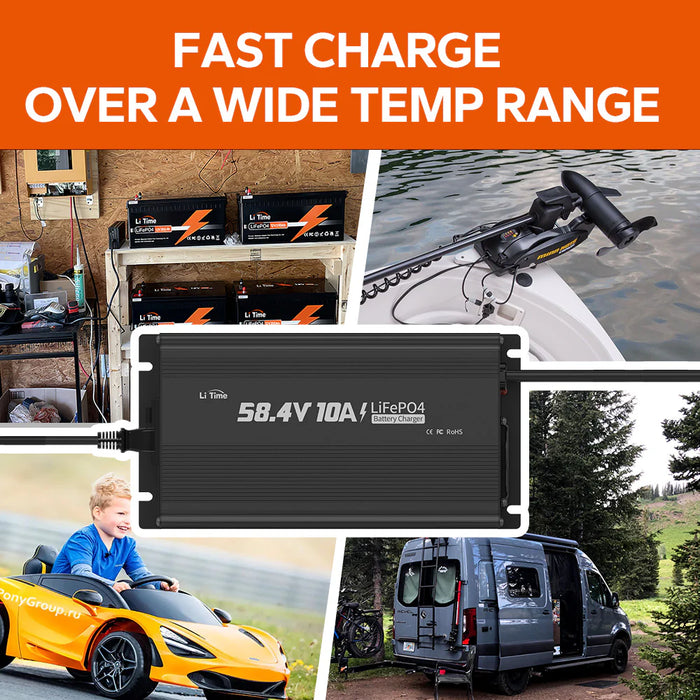 LiTime 48V (58.4V) 10A LiFePO4 Lithium Battery Charger