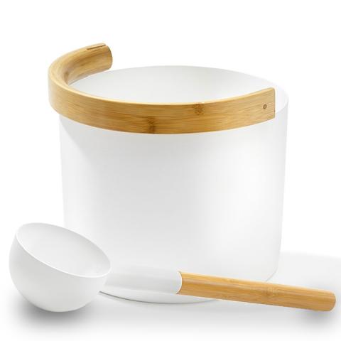 KOLO Sauna Set 2 - Sauna Bucket with Curved Handle and Ladle, Bamboo/Aluminum, 1Gal