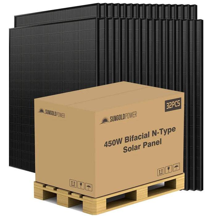 SunGold Power 450 Watt Bifacial N-Type Monocrystalline Solar Panel (32 PANELS) UL61730 (SGN-450-BDG5)