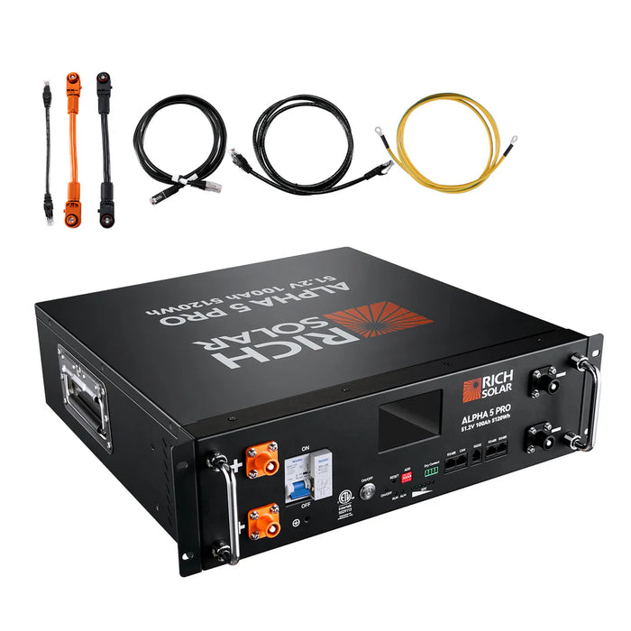 Rich Solar Complete Off-Grid Solar Kit - 6500W 48V Off-Grid Hybrid Solar Inverter + 15.36kWh Alpha 5 Pro Server LiFePO4 Battery + 16 X 410W Monocrystalline Solar Panel