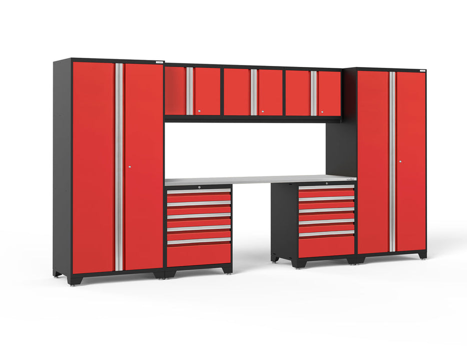 NewAge Pro Series 8 Piece Cabinet Set with Wall, Tool Drawer Cabinets, Lockers and 84 in. Worktop