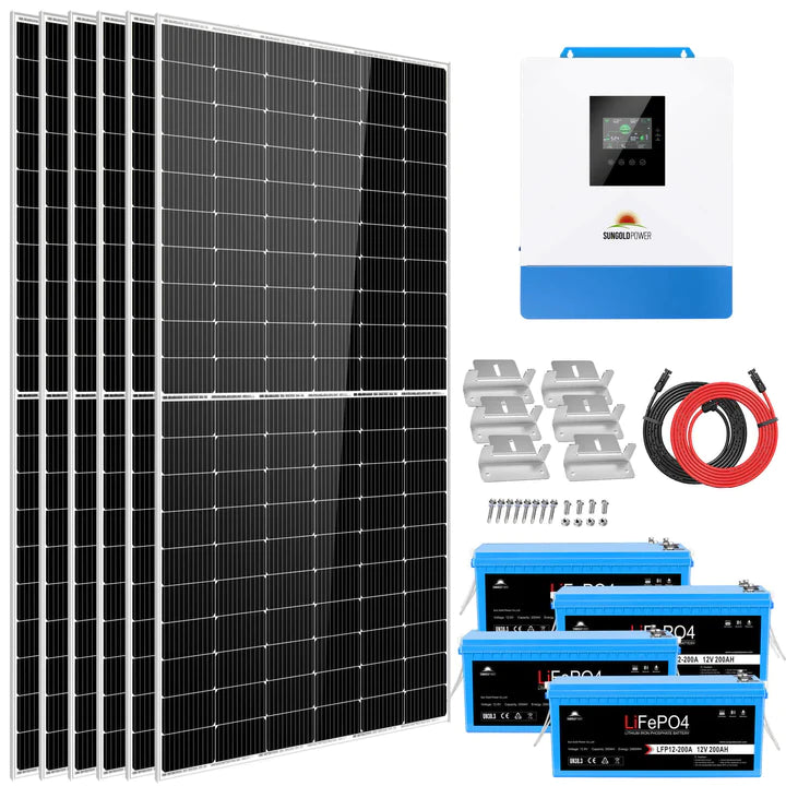 Sungold Power Off-Grid Solar Kit 5000w 48v 120v Output 10.24kwh Lithium Battery 2700 Watt Solar Panel Sgk-5pro