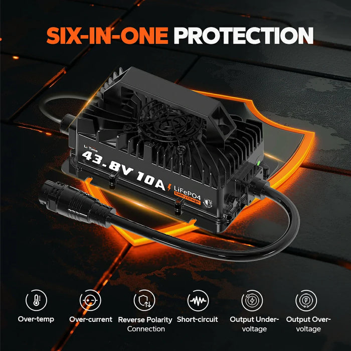 LiTime 36V (43.8V) 10A Lithium Golf Cart Waterproof Battery Charger