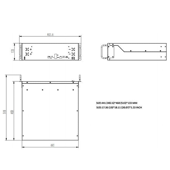 Ruixu 51.2V 100Ah Server Rack-Mounted Self-Heating LiFePO4 Battery - 5.12kWh (RX-LFP48100-H)