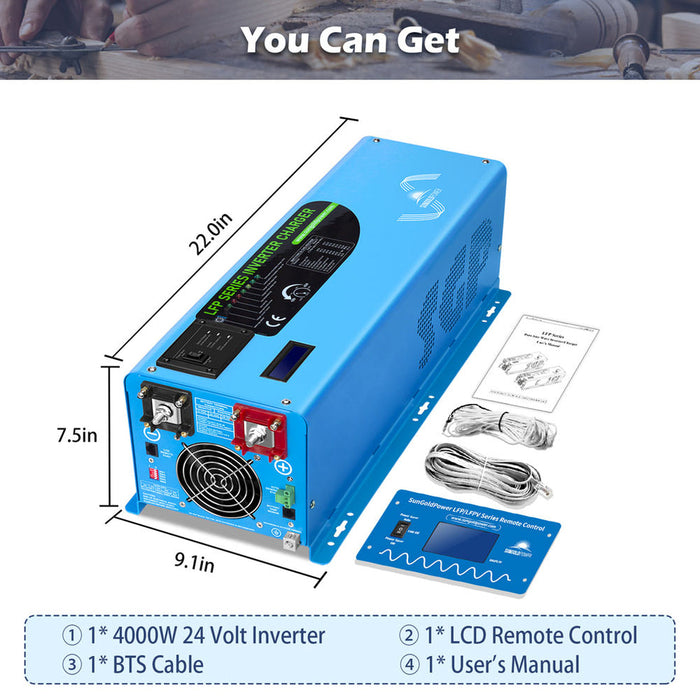 SunGold Power 4000W DC 24V Split Phase Pure Sine Wave Inverter with Charger