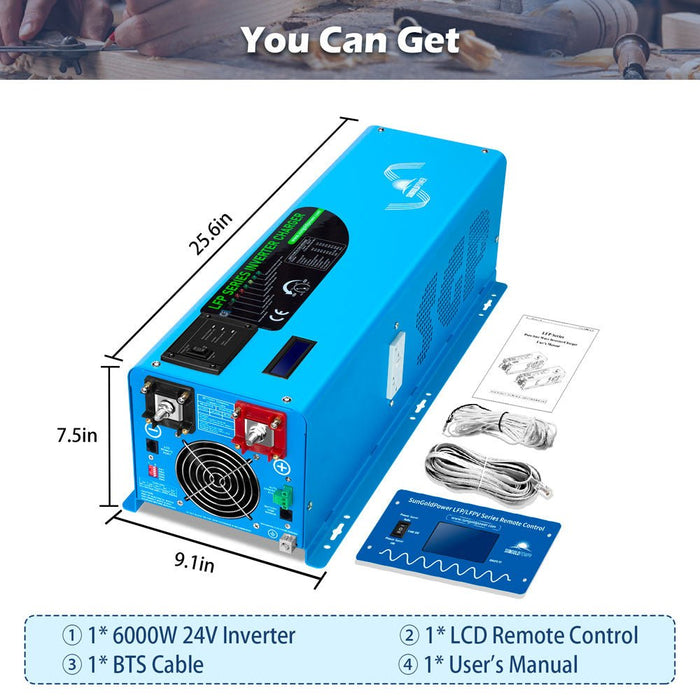 Sungold Power 6000W DC 24V/ 48V Split Phase Pure Sine Wave Inverter With Charger