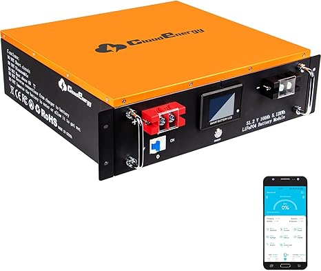 CloudEnergy 48V 100Ah LiFePO4 Lithium Battery, Wall & Rack 2 in 1 Mounted (CL48V-100Ah-Wall+Rack)