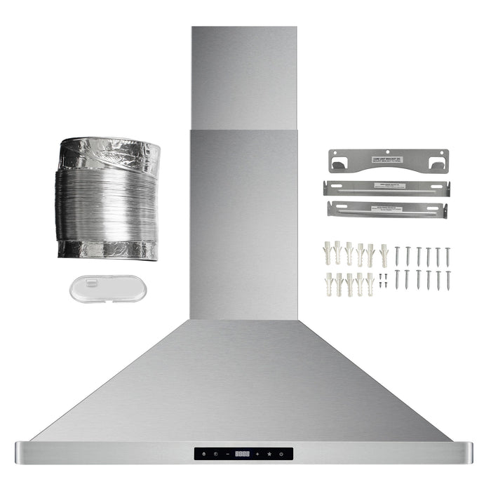 Cosmo 30" 380 CFM Convertible Wall Mount Range Hood with Digital Touch Controls and Carbon Filter Kit (COS-63175S-DL)