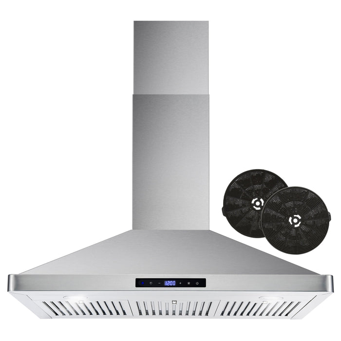 Cosmo 36" 380 CFM Convertible Wall Mount Range Hood with Push Button Controls and Carbon Filter Kit (COS-63190S-DL)