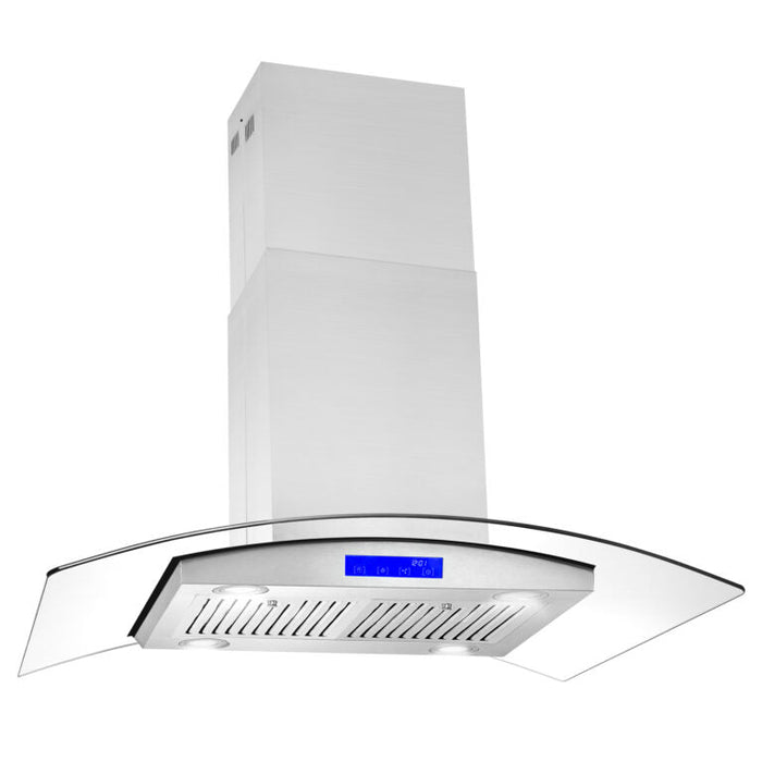 Cosmo 36" 380 CFM Convertible Island Range Hood with Glass Canopy and Digital Touch Controls (COS-668ICS900)