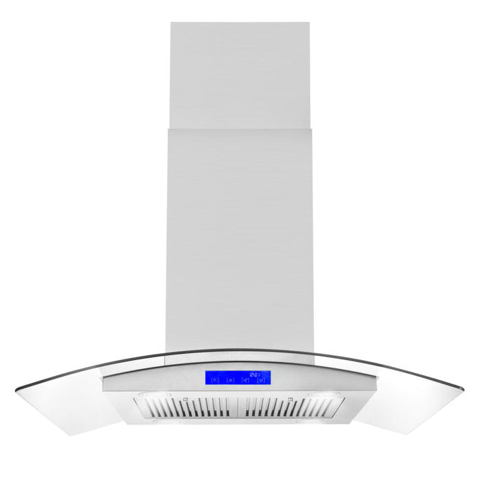 Cosmo 36" 380 CFM Convertible Island Range Hood with Glass Canopy and Digital Touch Controls (COS-668ICS900)