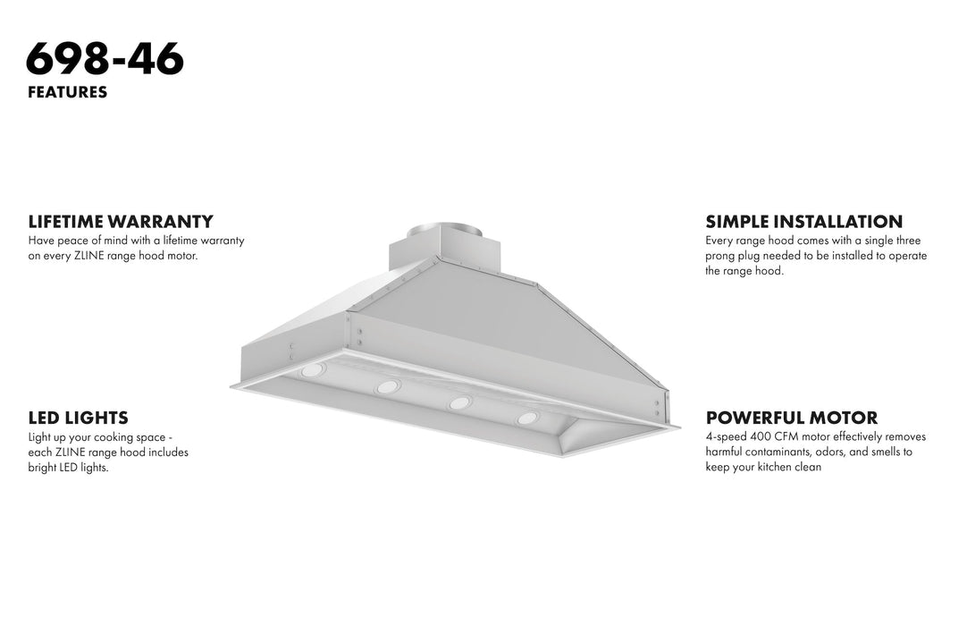 ZLINE Width Wall Mount Range Hood Insert (18 in. Depth) - (698)