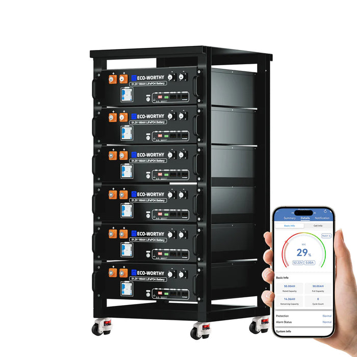 Eco-Worthy 48V 100Ah Server Rack Lithium Battery 5.12kWh - 3U, Bluetooth & WiFi V3