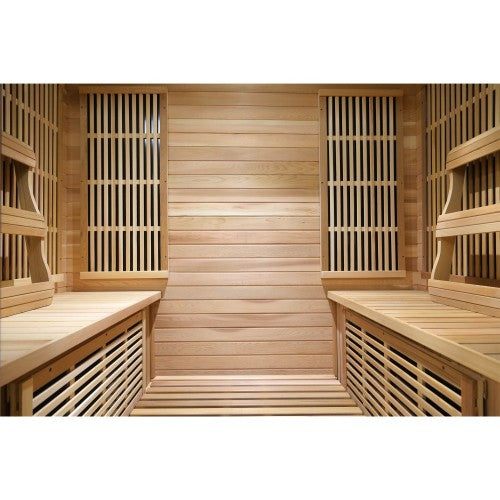 Sunray saunas - Roslyn 4 Person Cedar Sauna w/Carbon Heaters/Side Bench Seating