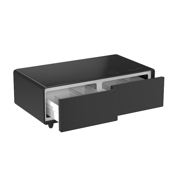 Forno Evoluto 51" Smart Coffee Table – Dual Fridge Drawers, Bluetooth 5.0 Audio, Wireless Charging & RGB Ambient Light - Black, White, Wood (FCTFR7006-51BLK)