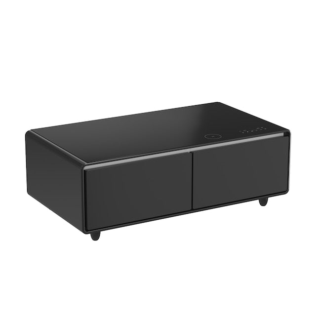 Forno Evoluto 51" Smart Coffee Table – Dual Fridge Drawers, Bluetooth 5.0 Audio, Wireless Charging & RGB Ambient Light - Black, White, Wood (FCTFR7006-51BLK)