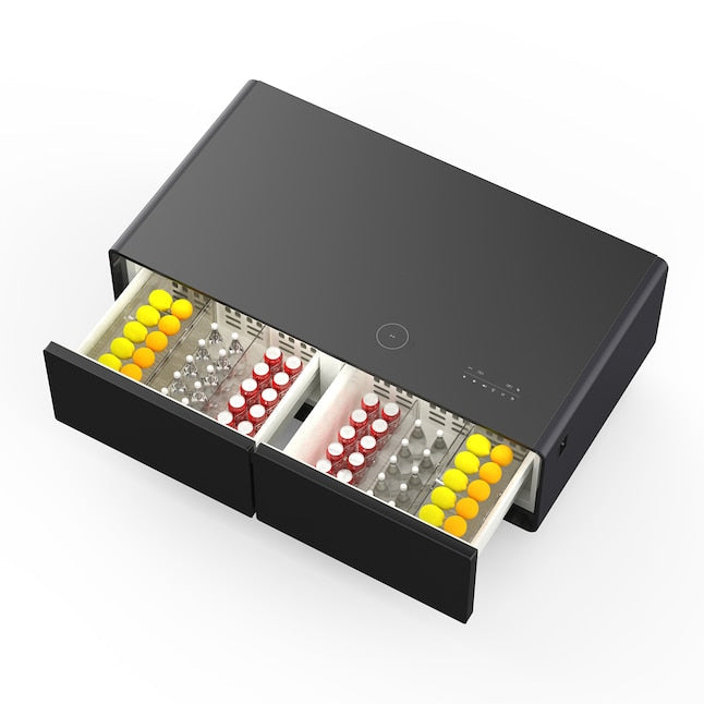 Forno Evoluto 51" Smart Coffee Table – Dual Fridge Drawers, Bluetooth 5.0 Audio, Wireless Charging & RGB Ambient Light - Black, White, Wood (FCTFR7006-51BLK)