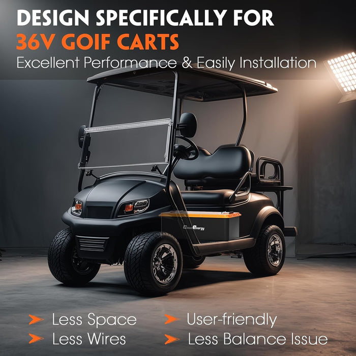 CloudEnergy 36V 120Ah LiFePO4 Golf Cart Battery - 250A Bluetooth BMS, with 20A Charger