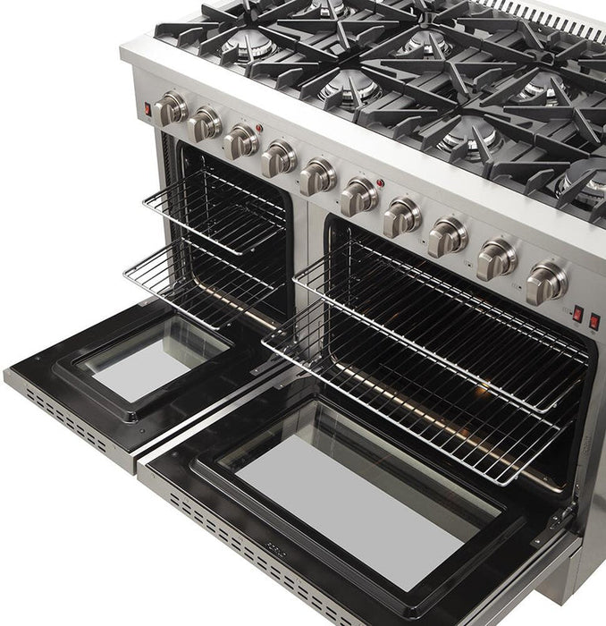 Forno 48" Freestanding Gas Range with 8 Sealed Burners in Stainless Steel, FFSGS6244-48