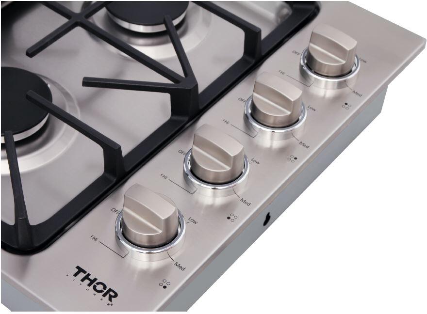 Thor Kitchen 30 in. Drop-in Natural Gas Cooktop With 4 Burners in Stainless Steel - LP Convertible (TGC3001)