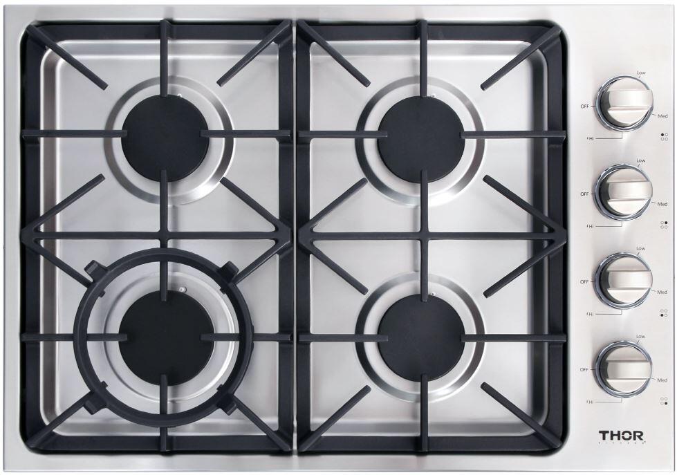 Thor Kitchen 30 in. Drop-in Natural Gas Cooktop With 4 Burners in Stainless Steel - LP Convertible (TGC3001)