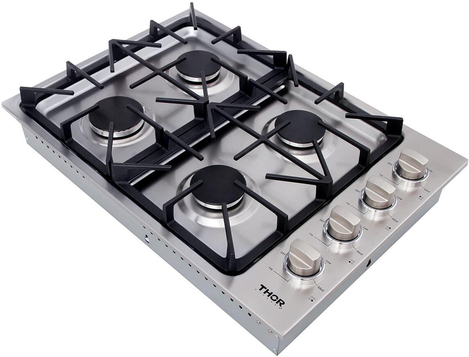 Thor Kitchen 30 in. Drop-in Natural Gas Cooktop With 4 Burners in Stainless Steel - LP Convertible (TGC3001)