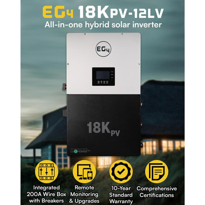 EG4 18KPV Hybrid Inverter | All-In-One Solar Inverter | 18000W PV Input | 12000W Output | 48V 120/240V Split Phase | EG4-18KPV-12LV