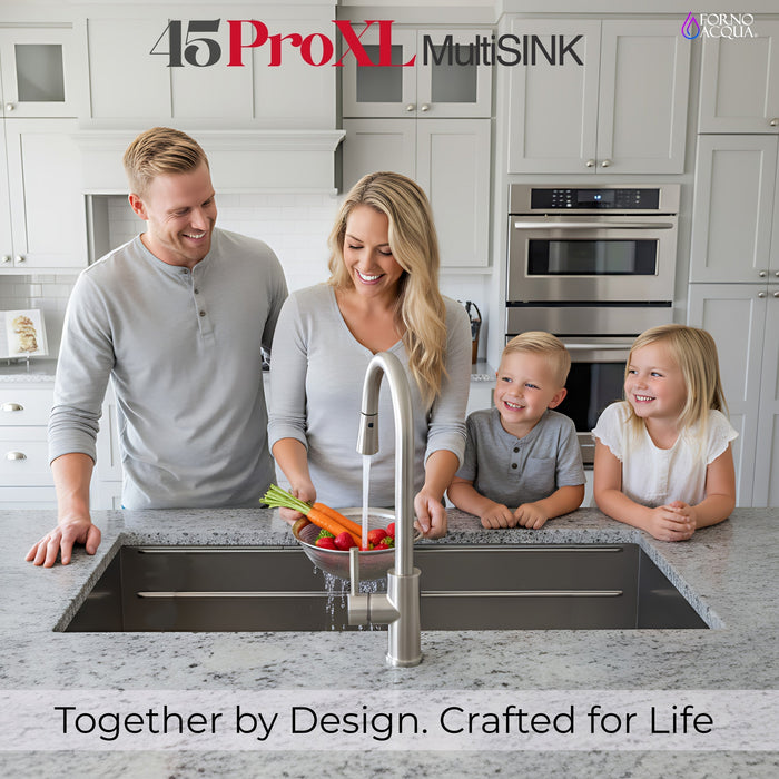 Forno Acqua 45" Drop-In/Undermount 3 Level Workstation Sink, Custom Fit Accessories in Stainless Steel (J-WP32)