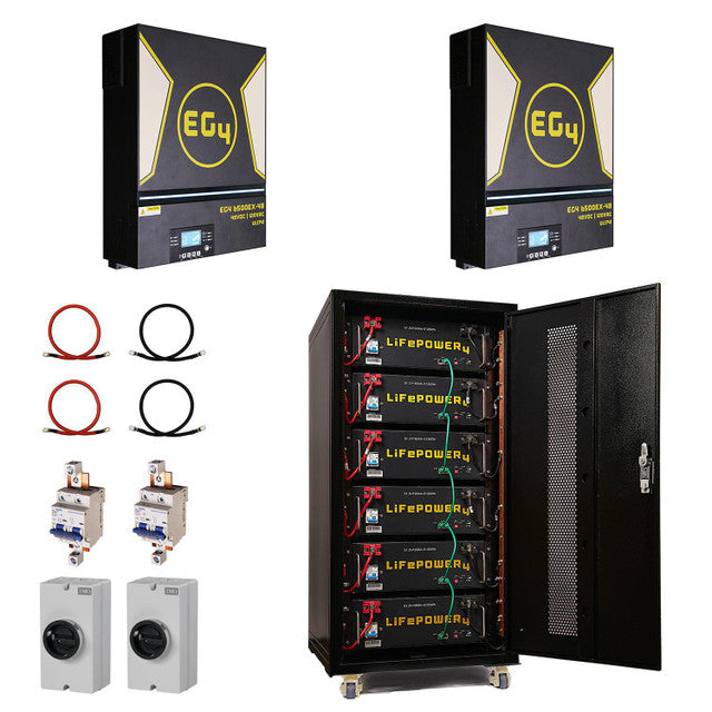 EG4 Off-Grid EG4 System Kit - 13kW 120/240V Output / 48VDC - 30.72kWh EG4 Lithium Battery Bank | 2 x EG4 6500EX-48 | 6x EG4 Server Rack Batteries