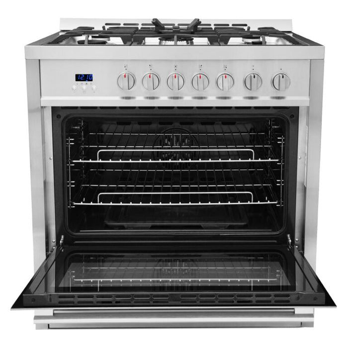 Cosmo 36" 3.8 cu. ft. Single Oven Gas Range with 5 Burner Cooktop and Heavy Duty Cast Iron Grates in Stainless Steel (COS-965AGC)