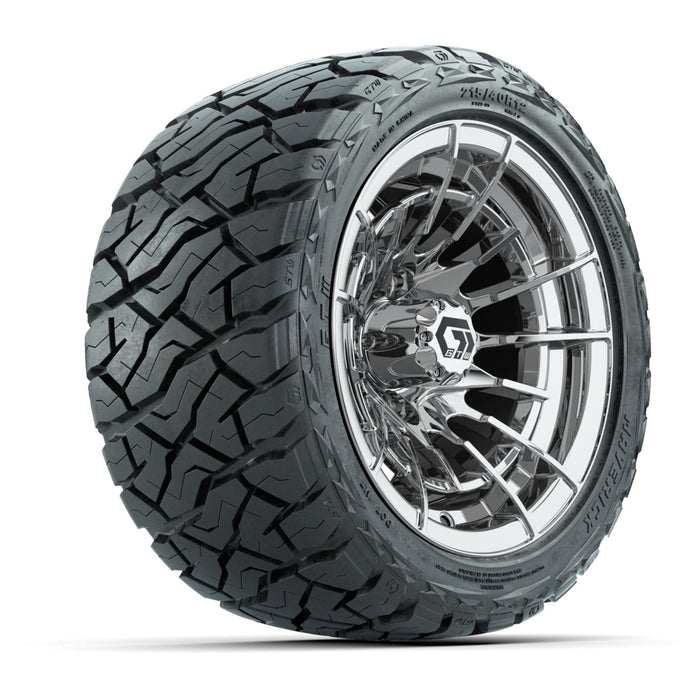 GTW 12' Boost Wheels Chrome and Maverick 215/40-R12 Low Profile All Terrain Tires Combo Set of 4