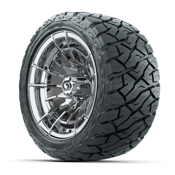 GTW 12' Boost Wheels Chrome and Maverick 215/40-R12 Low Profile All Terrain Tires Combo Set of 4